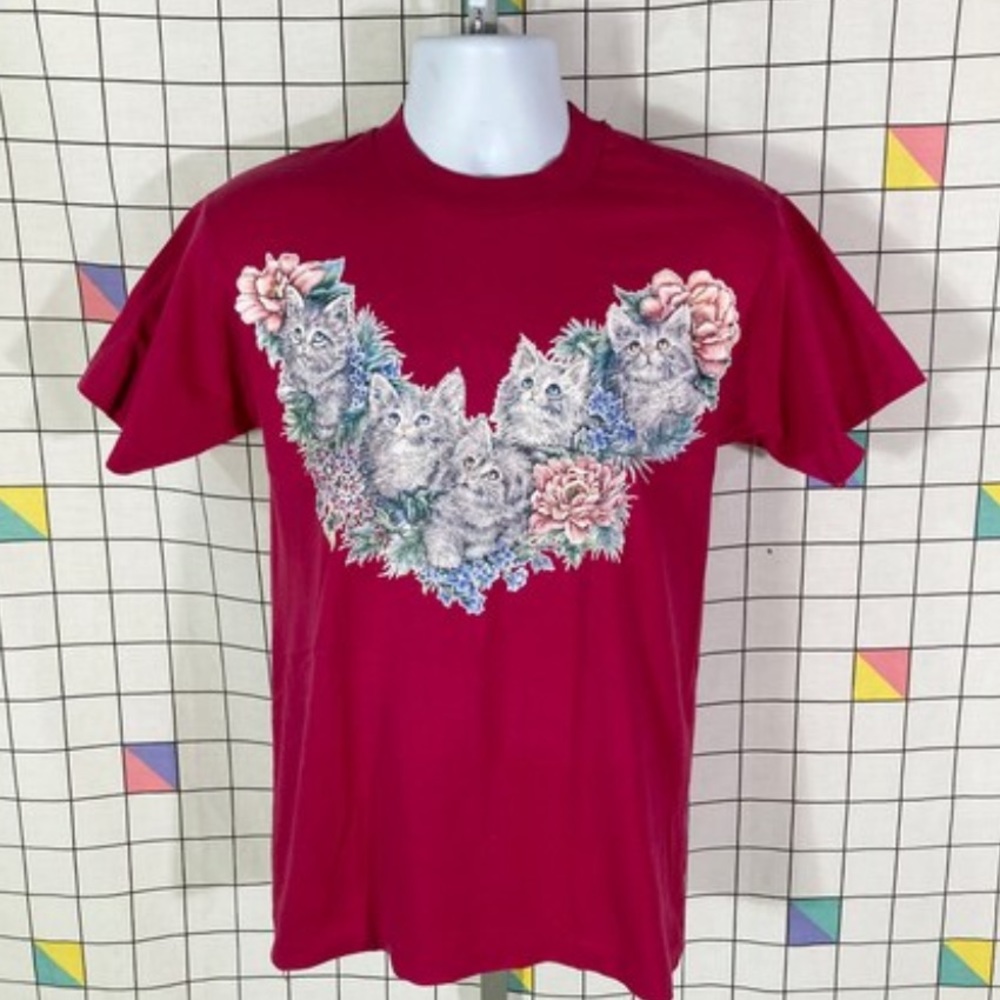 vintage cat tee - sz M Screen Stars single stitch tee grandma shirt